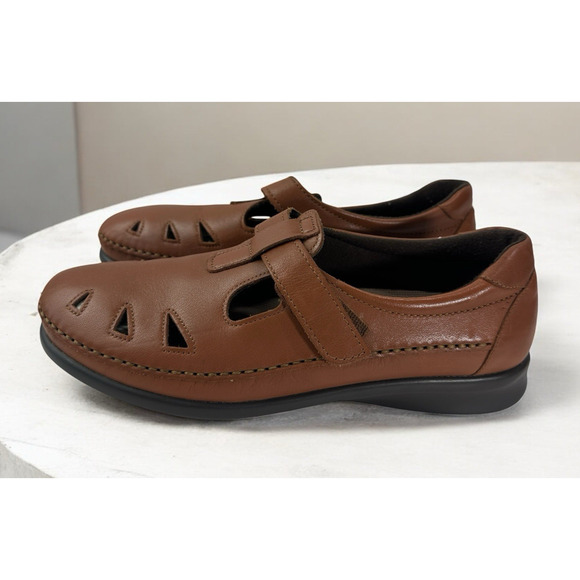 SAS Shoes - SAS Tripad Comfort Soft Step Leather Roamer Shoes Chestnut Brown Size 10